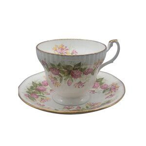 Teacup & Saucer Queens Wildflower By Royal Minister Fine Bone China England